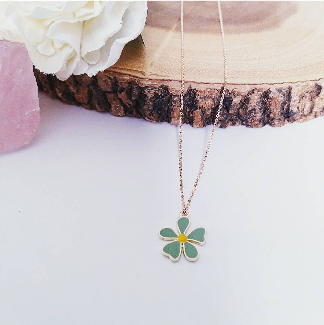 Pastel Green Flower Pendant Necklace
