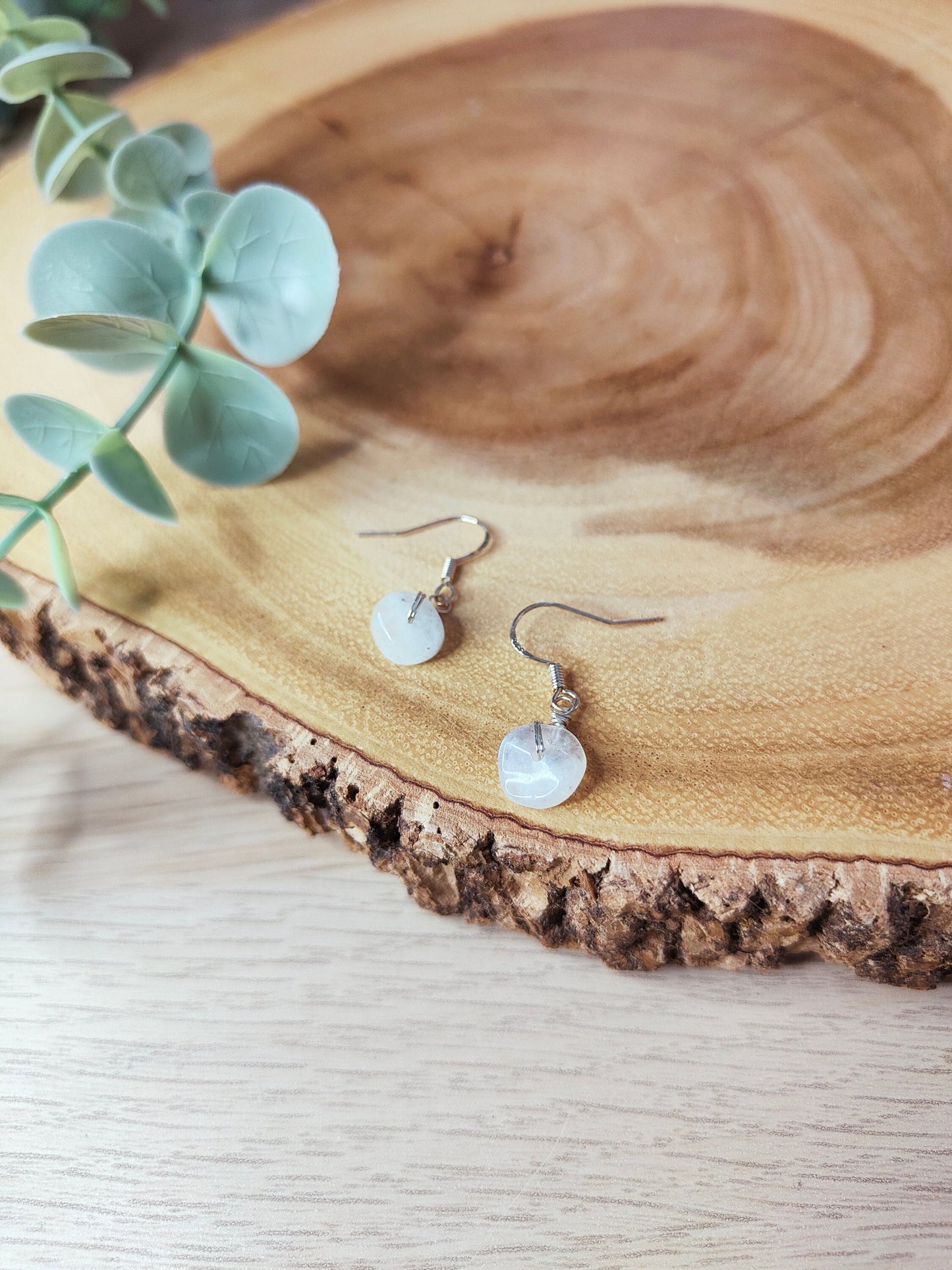Moonstone Wire Wrapped Crystal Drop Earrings