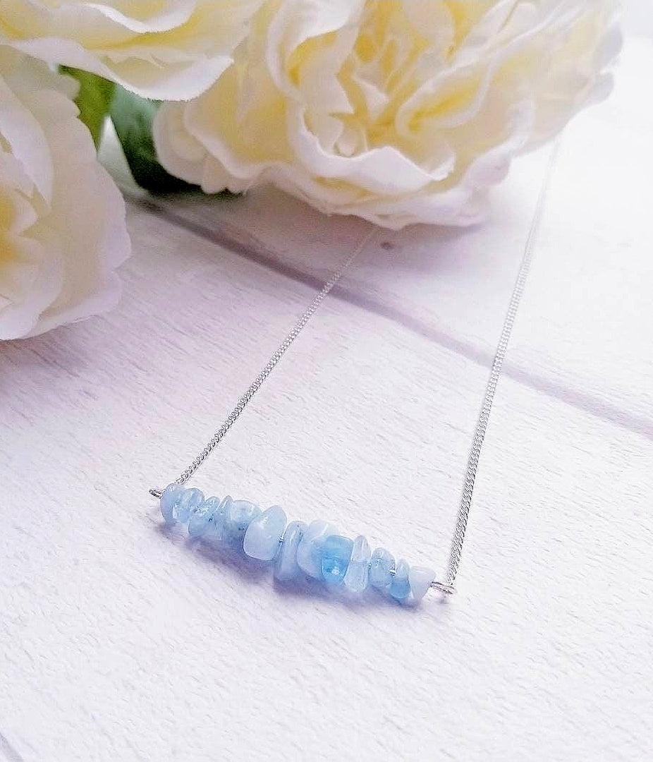 Aquamarine Beaded Crystal Necklace