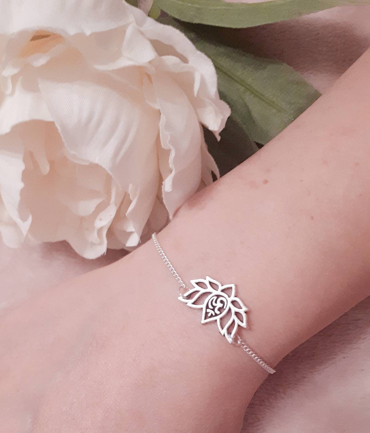 Lotus Flower Charm Bracelet