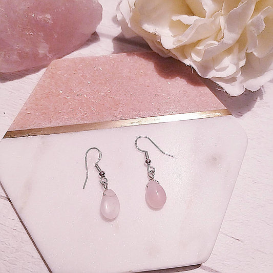 Rose Quartz Teardrop Earrings
