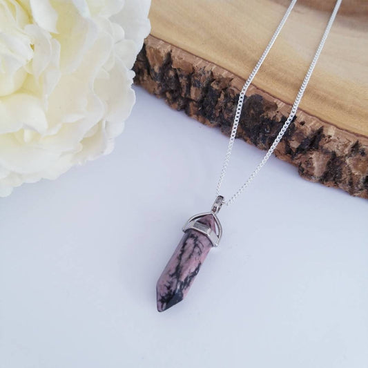 Rhodonite Crystal Necklace