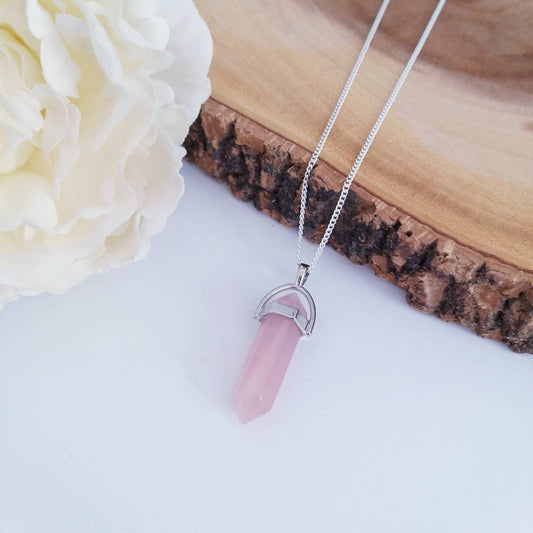 Rose Quartz Crystal Necklace