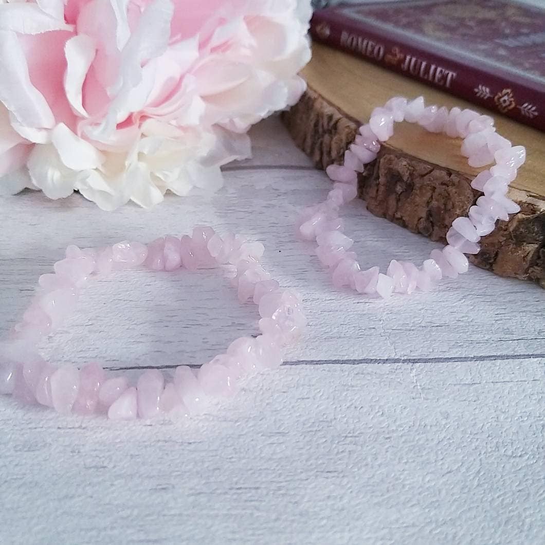 Rose Quartz Crystal Chip Bead Bracelet