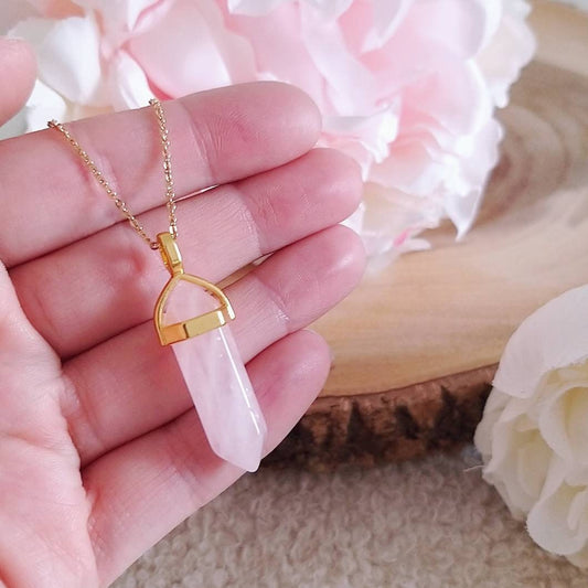 Rose Quartz Crystal Pendant Necklace