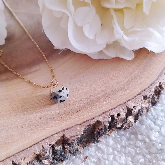 Electroplated Dalmatian Jasper Necklace
