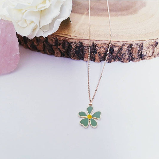Pastel Green Flower Pendant Necklace