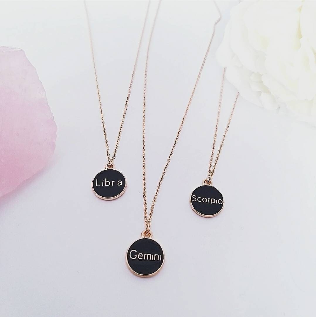 Black Enamel Star Sign Necklace