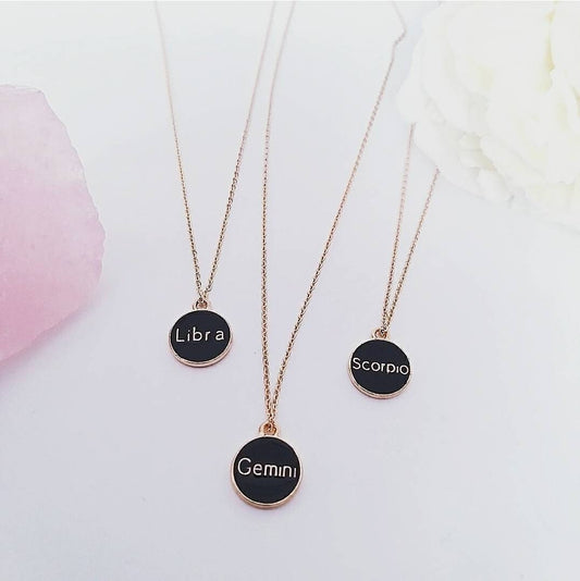Black Enamel Star Sign Necklace