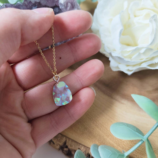Rainbow Druzy Resin Necklace