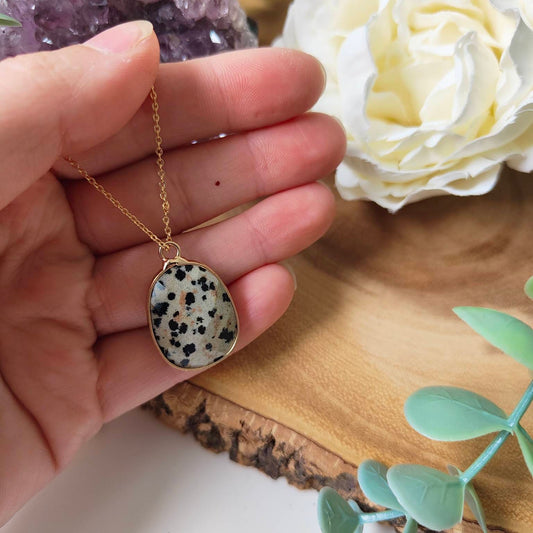 Natural Dalmatian Jasper Oval Necklace