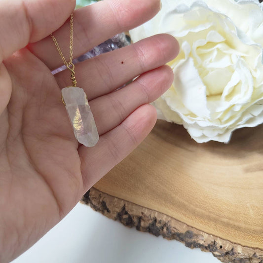 Electroplated Natural Quartz Crystal Necklace
