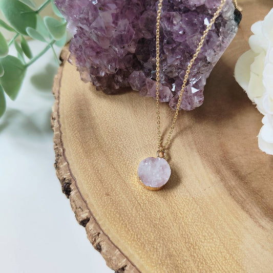 Small Round Druzy Resin Necklace