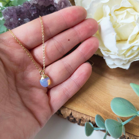 Electroplated Opalite Droplet Necklace