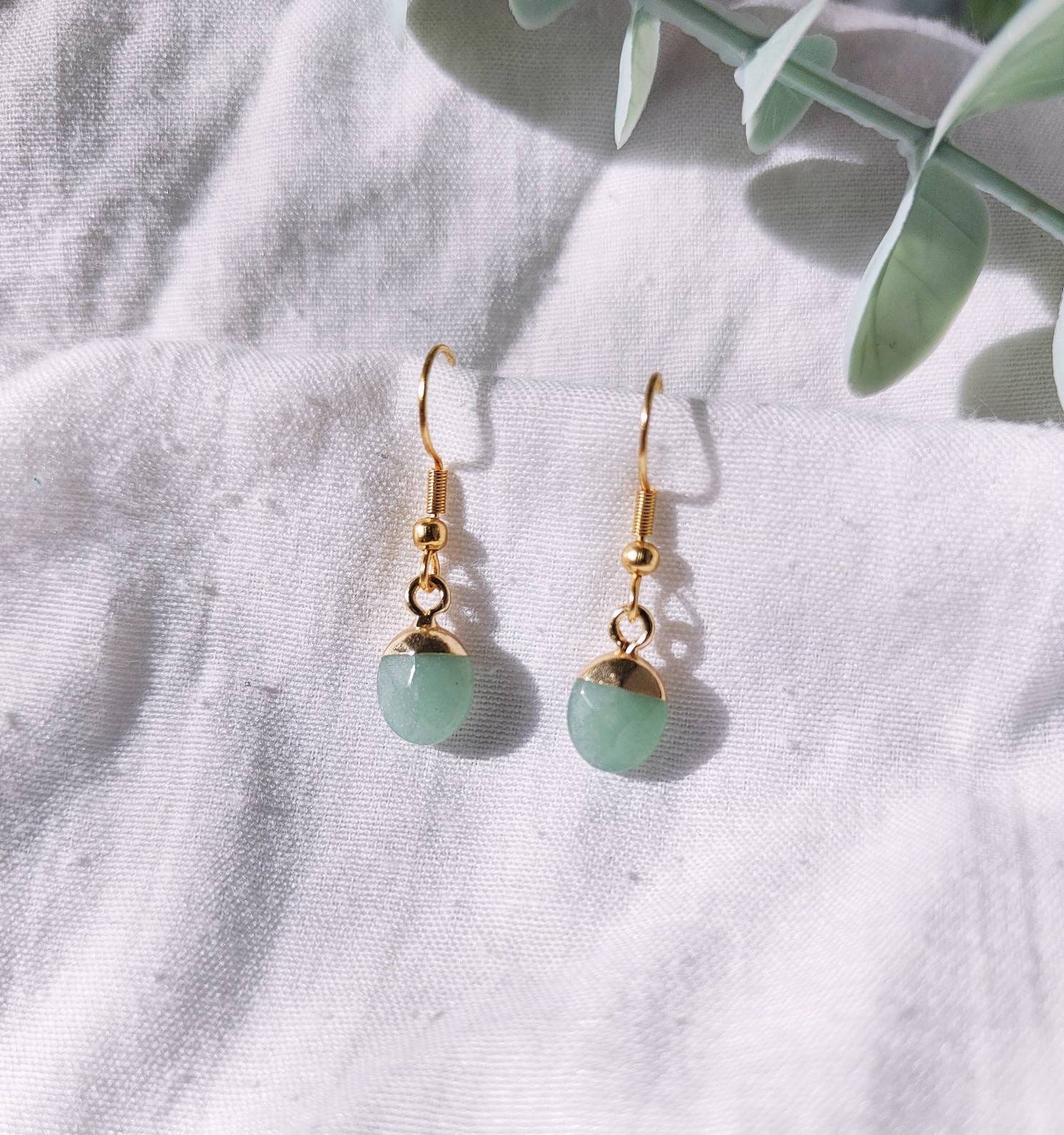 Electroplated Aventurine Droplet Earrings