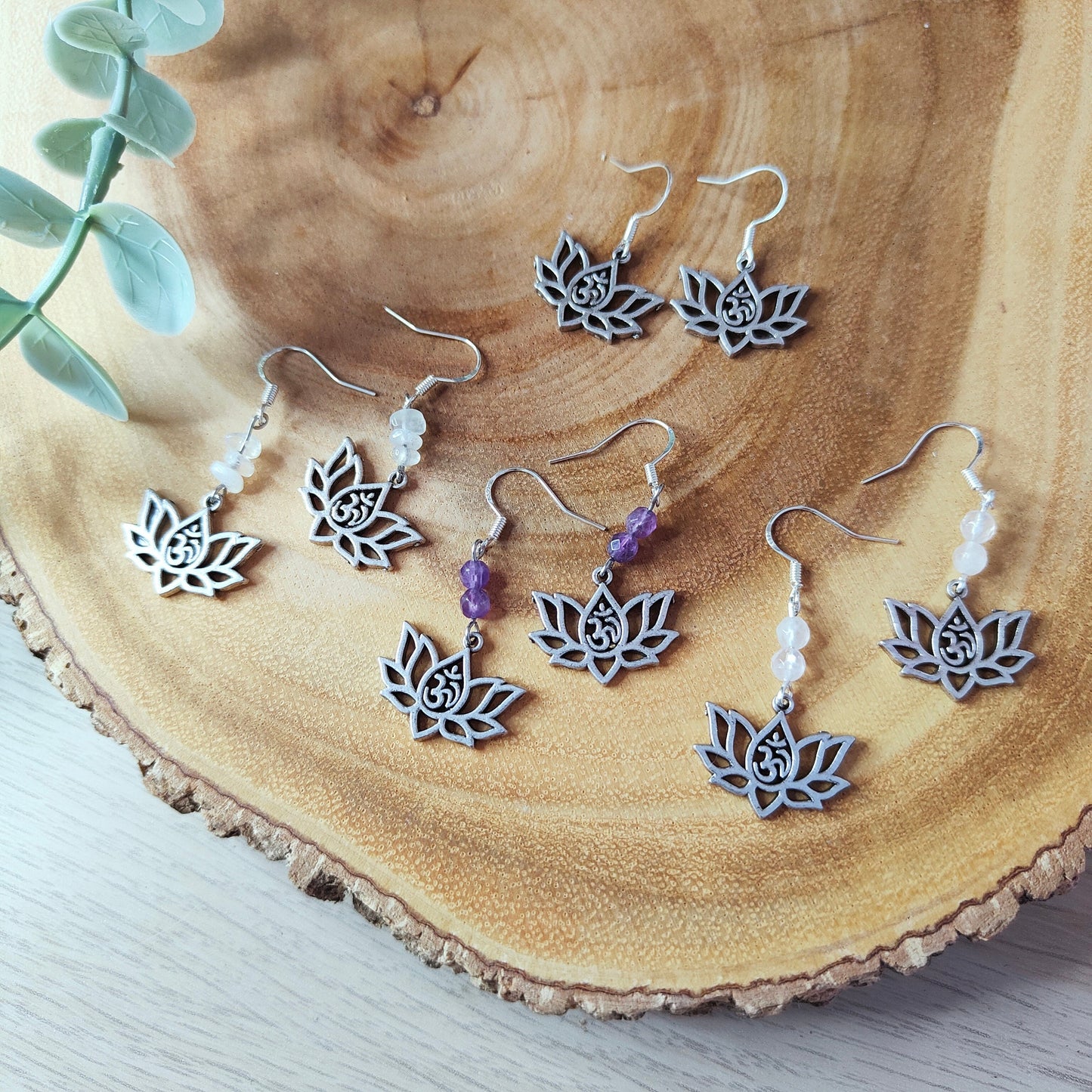 Lotus Flower Charm Dangle Earrings