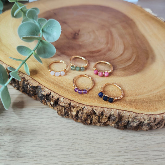 Triple Beaded Crystal Ring