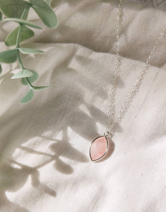Oval Natural Rose Quartz Necklace