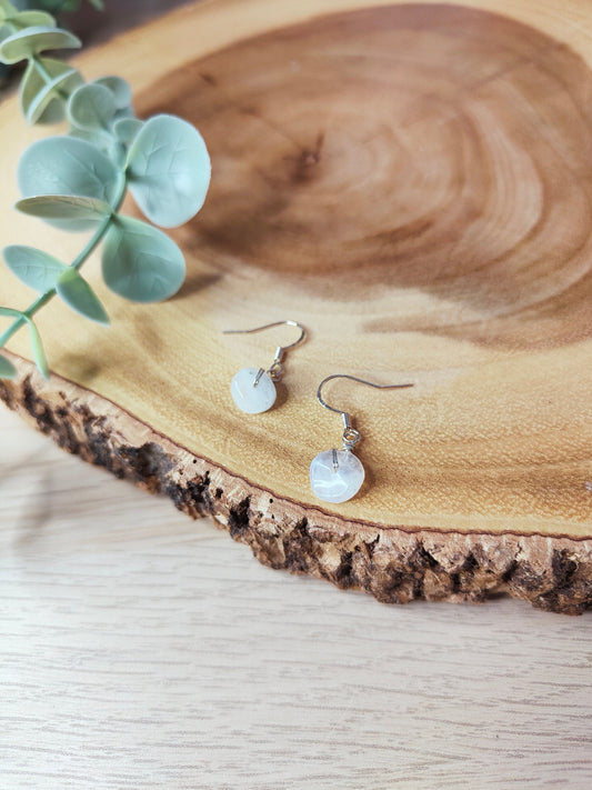 Moonstone Wire Wrapped Crystal Drop Earrings