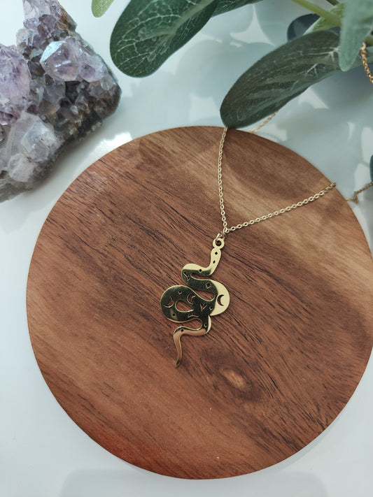 Celestial Snake 18k Gold Necklace