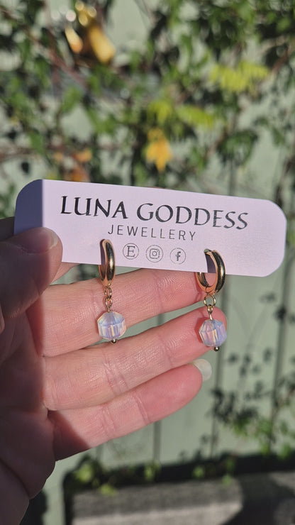 Gold Opalite Huggie Earrings