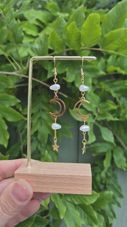 Goddess Moon & Star Dangle Earrings