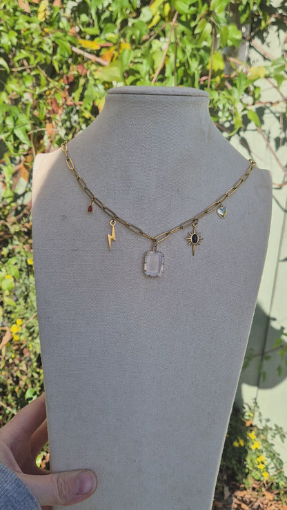 Life of an Opalite Girl Charm Necklace