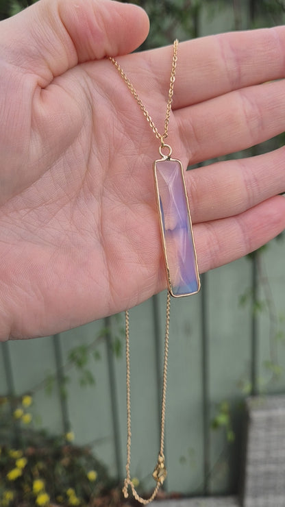 Opalite Bar Pendant Necklace