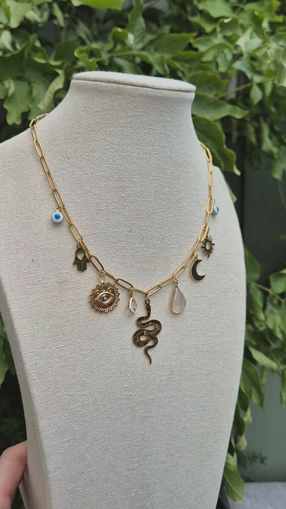 Celestial Witchy Evil Eye Charm Necklace