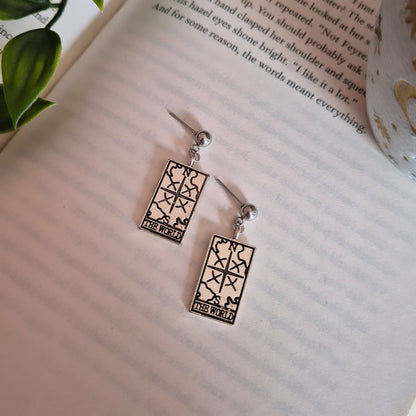 Silver Tarot Card Earrings - The Sun, The World, The Star & Fortune