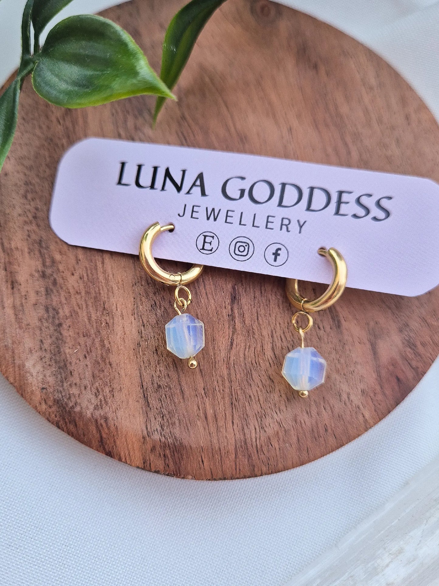 Gold Opalite Huggie Earrings
