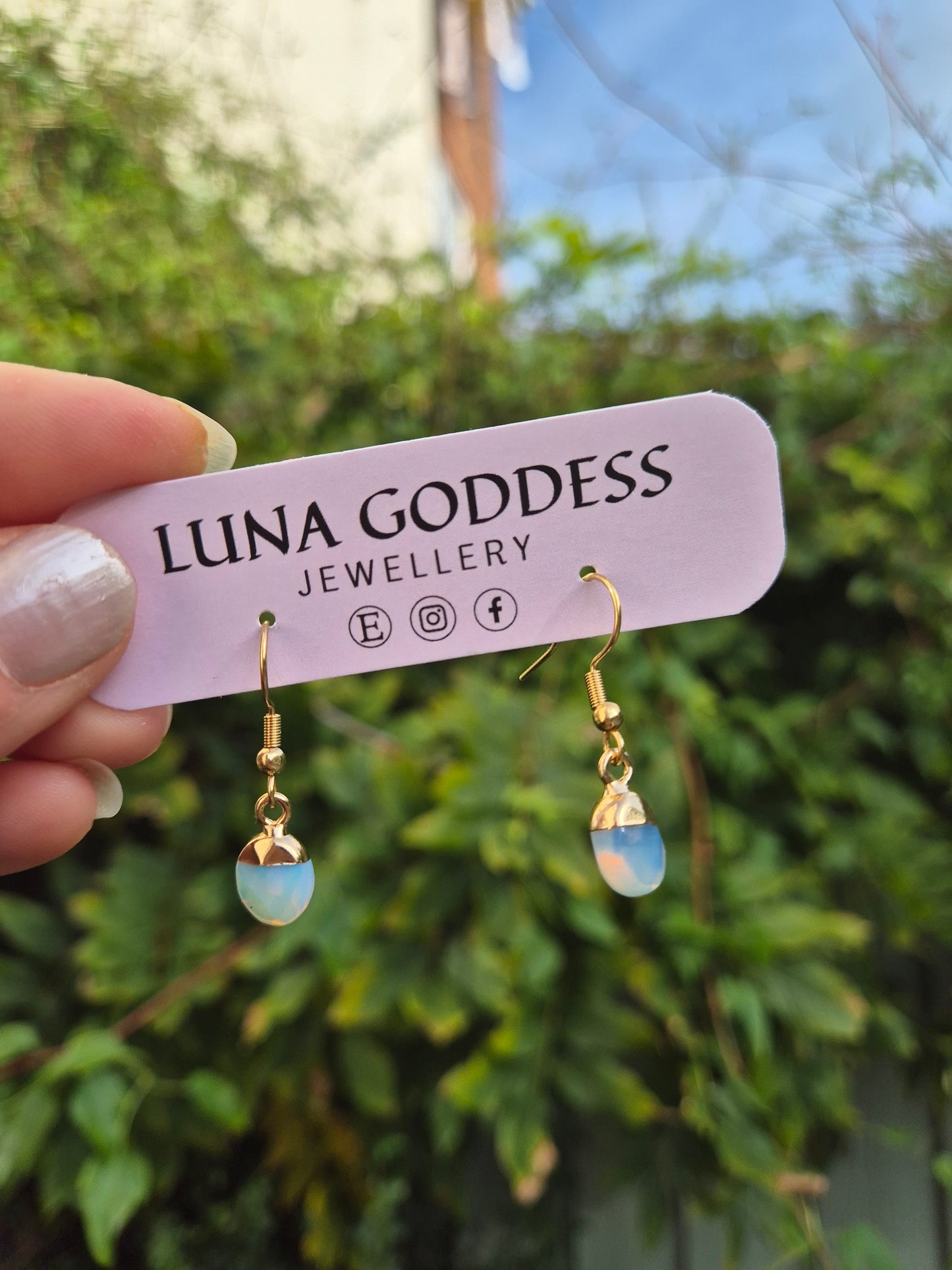 Electroplated Opalite Droplet Earrings