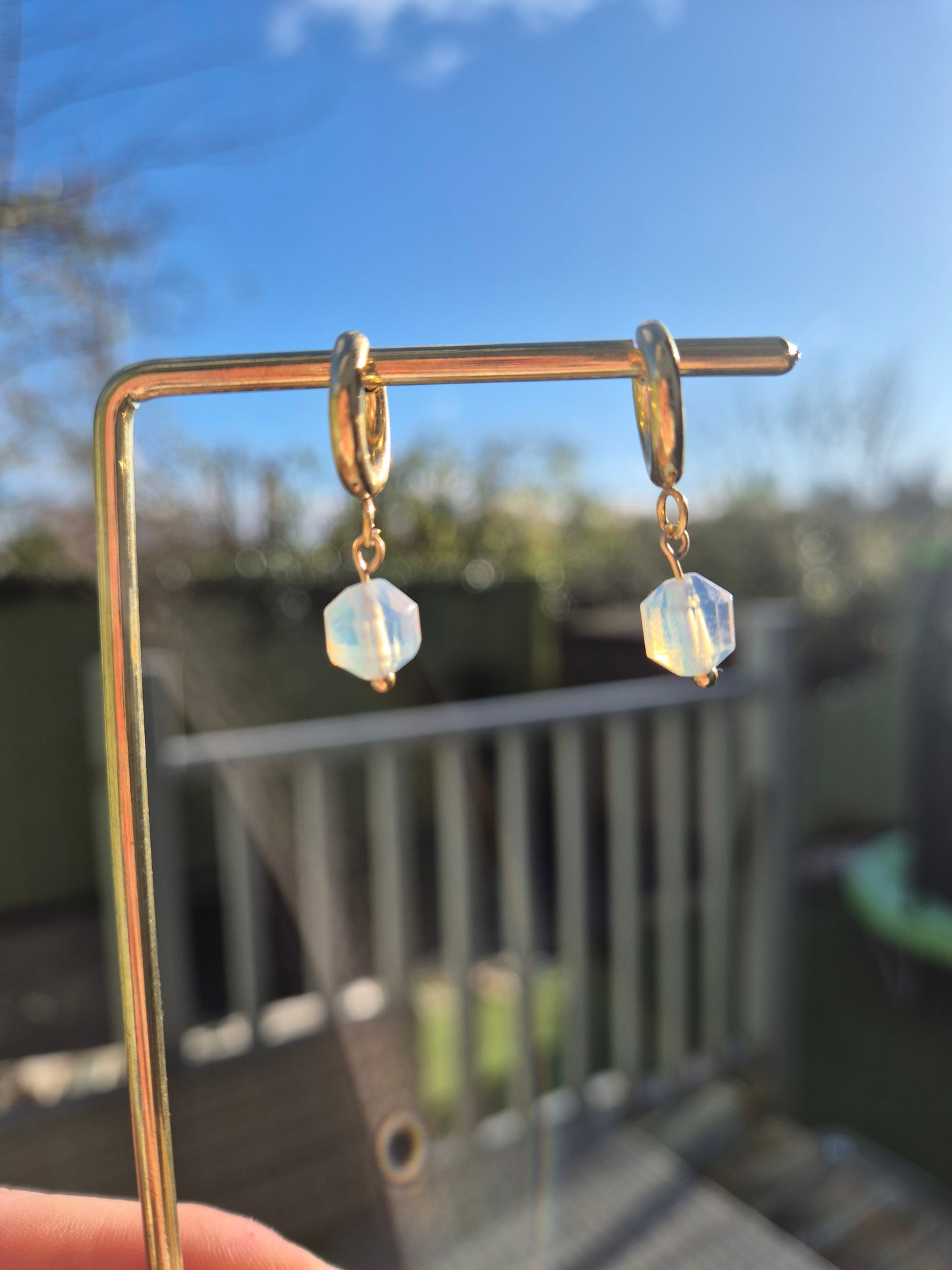 Gold Opalite Huggie Earrings