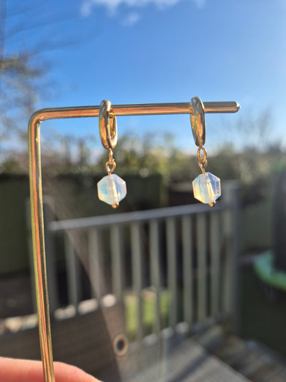 Gold Opalite Huggie Earrings