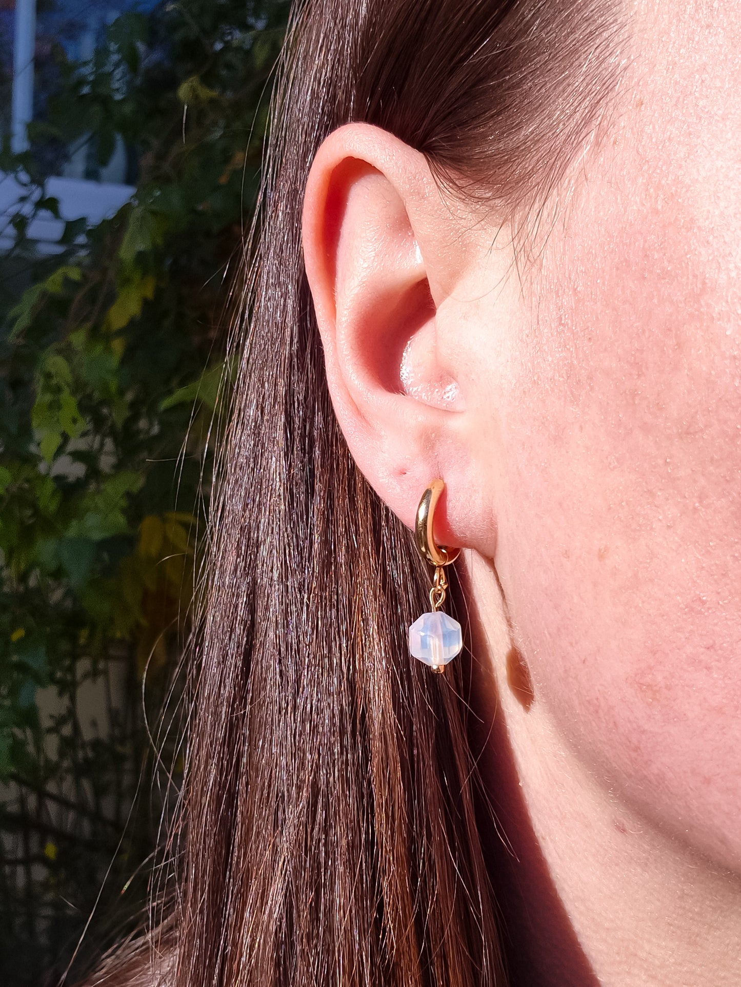 Gold Opalite Huggie Earrings