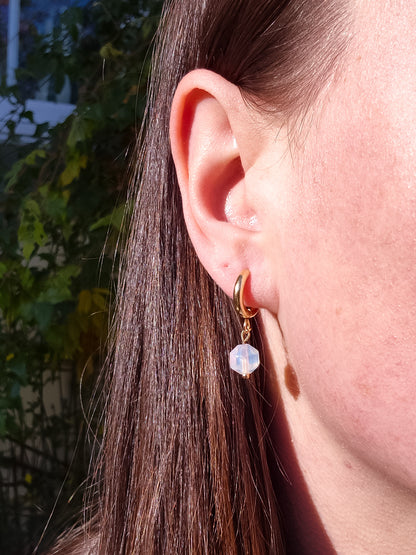Gold Opalite Huggie Earrings