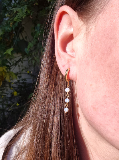 Gold Opalite Beaded Huggies