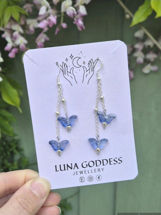 Blue Butterfly Dangle Earrings