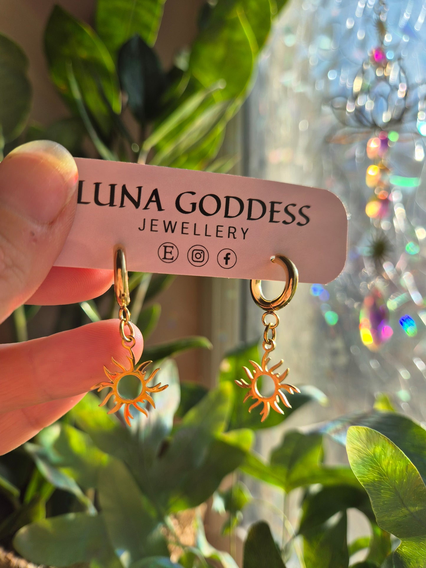 Gold Stainless Steel Sun Huggie Hoops