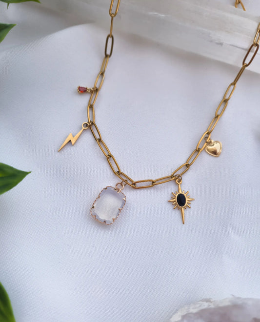 Life of an Opalite Girl Charm Necklace