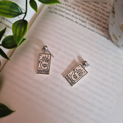 Silver Tarot Card Earrings - The Sun, The World, The Star & Fortune