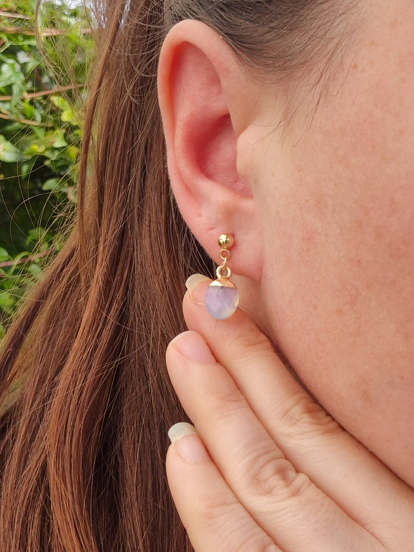 Opalite Droplet Earrings: 18k Gold Plated Stainless Steel