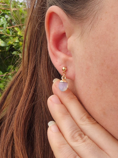 Opalite Droplet Earrings: 18k Gold Plated Stainless Steel