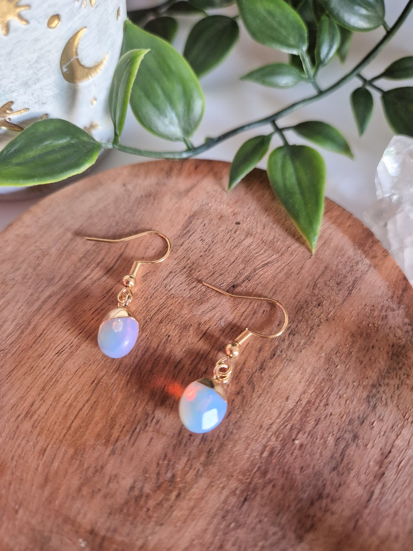 Electroplated Opalite Droplet Earrings