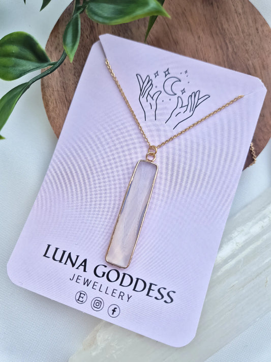 Opalite Bar Pendant Necklace