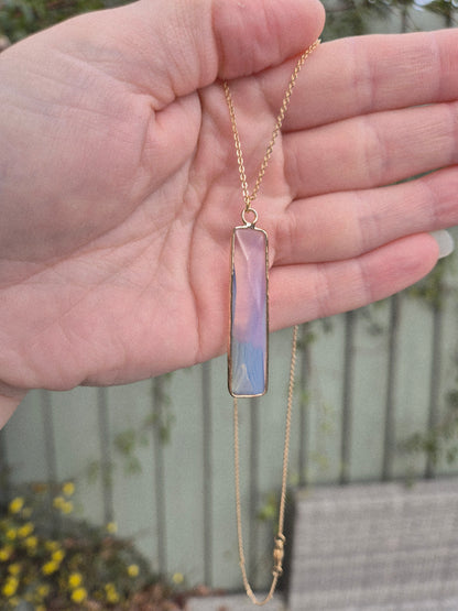 Opalite Bar Pendant Necklace