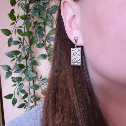 Silver Tarot Card Earrings - The Sun, The World, The Star & Fortune