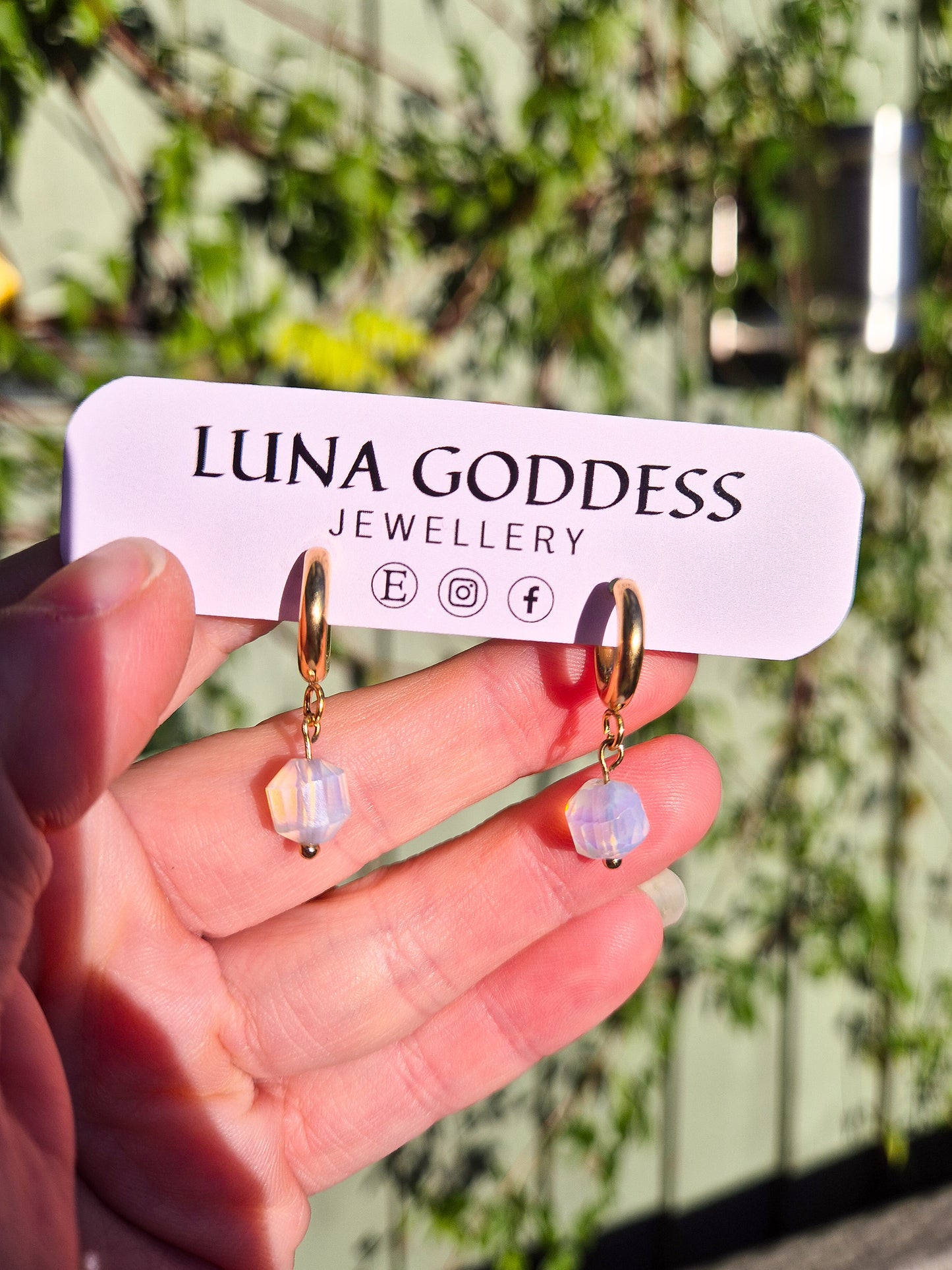 Gold Opalite Huggie Earrings