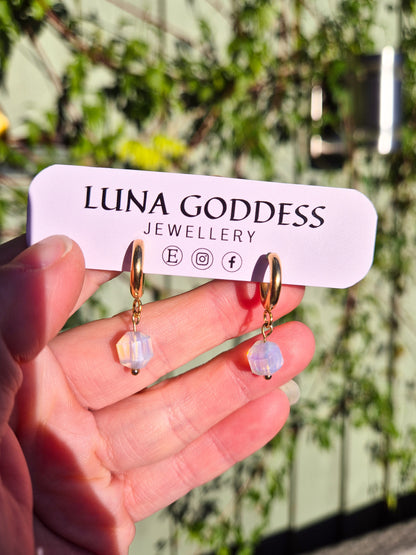 Gold Opalite Huggie Earrings