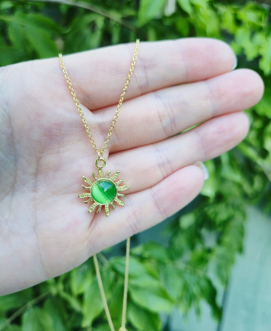 Green golden sun Necklace